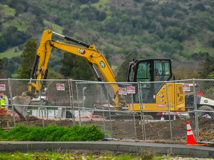 Excavator working at a construction site